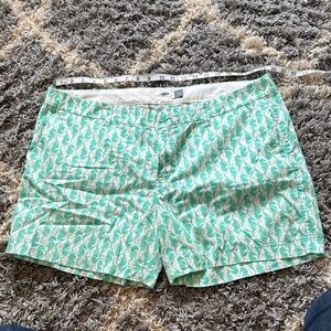 Old Navy Green and White Bermudas with Geometric Pattern